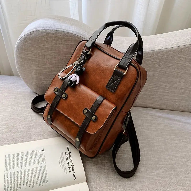 Sac Cartable Femme Multipoches Marron