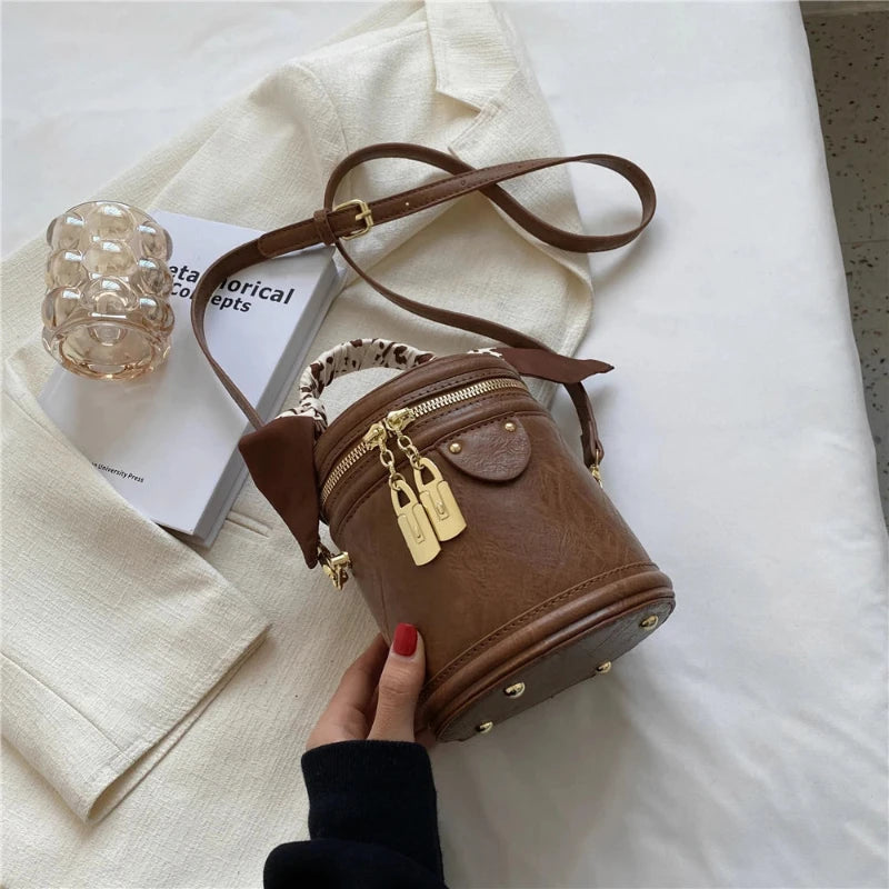 Sac Femme Seau Vintage et Marron