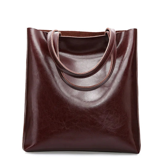 Sac Cabas Femme Tote Bag Cuir vue avant sac - Marron Foncé