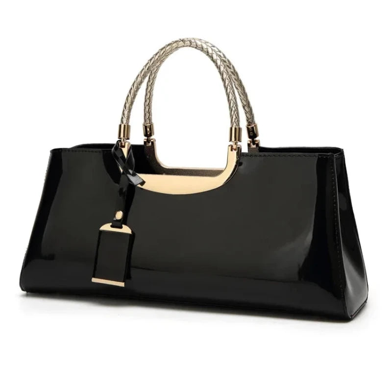 Sac à Main Mariage Style Vernis avec Poignée Élégante