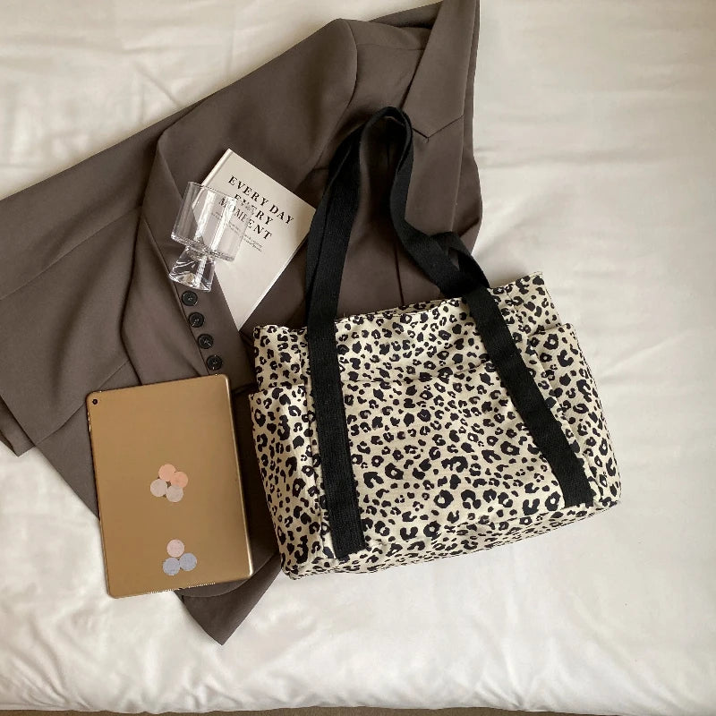 Sac à Main Léopard Blanc en Nylon