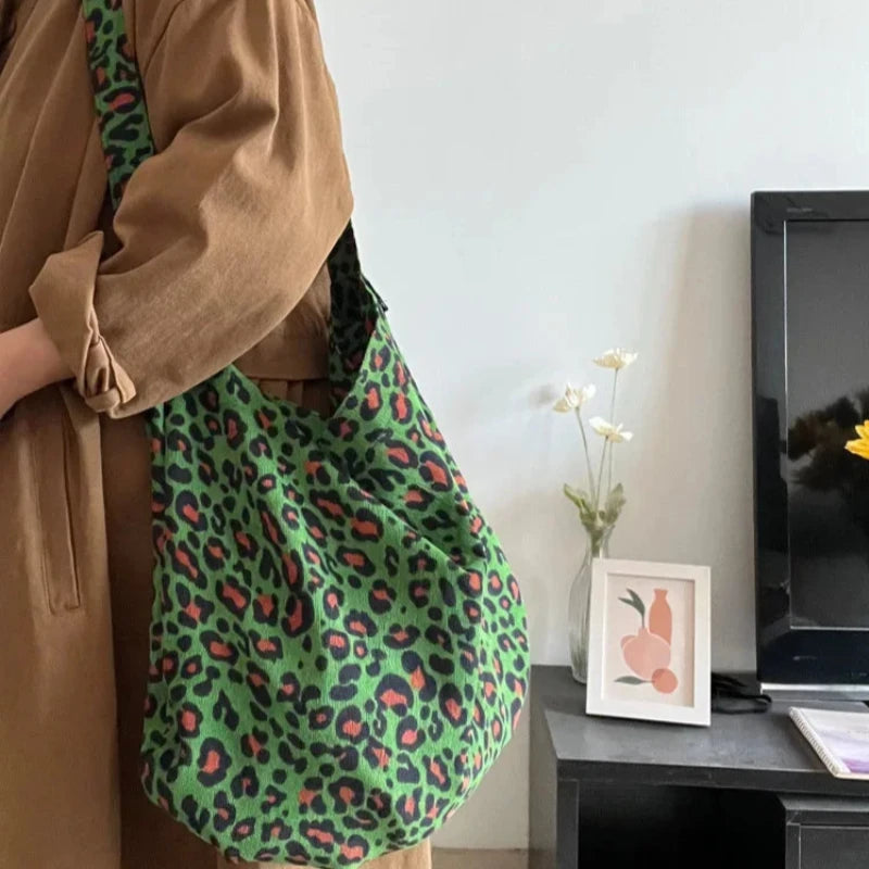 Sac à Main Léopard Vert en Toile