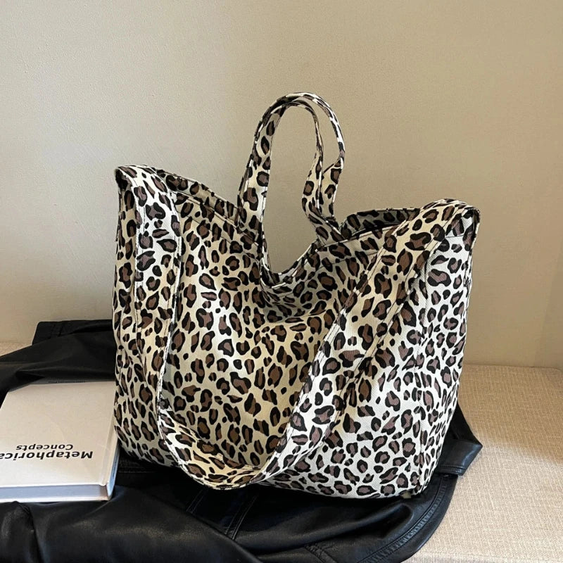 Sac à Main Léopard Blanc Grande Capacité