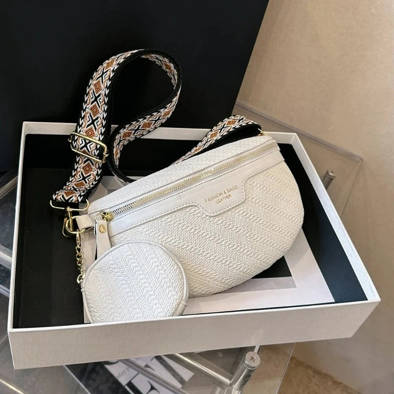 Sac Banane Femme Luxe mise en scène dans une boîte - Beige - Bleu - Vert - Blanc - Noir - Rose