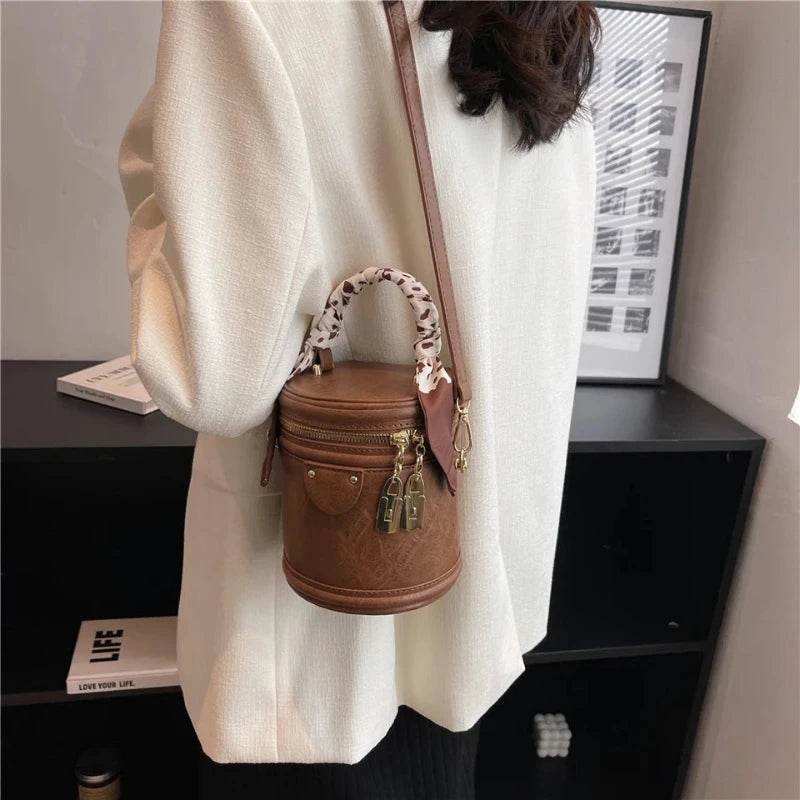 Sac Femme Seau Vintage et Marron