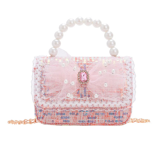 Sac Pour Petite Fille avec Perles et Paillettes sur fond blanc
