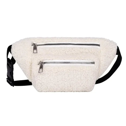 Sac Banane Femme Pratique en Peluche sur fond blanc