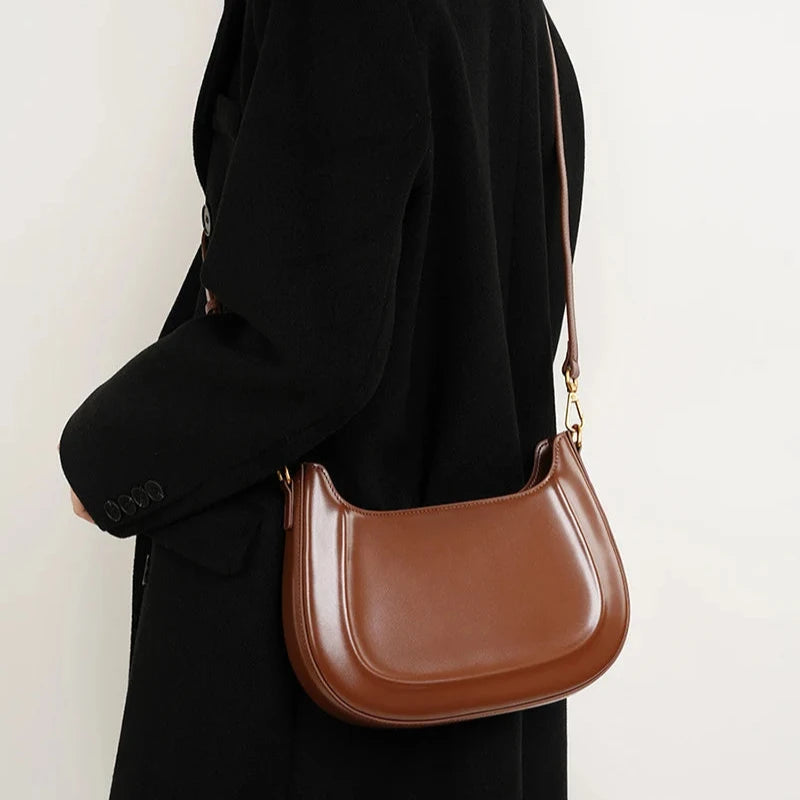 Sac à Main Baguette Design Épuré Marron