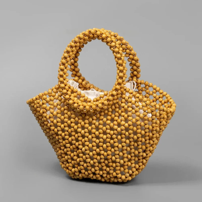Sac à Main Panier Perle en Bois
