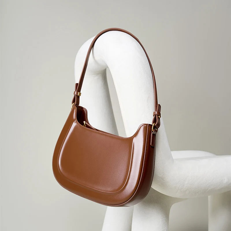 Sac à Main Baguette Design Épuré Marron