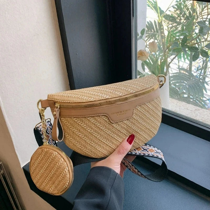 Sac Banane Femme Luxe portée à la main - Beige - Bleu - Vert - Blanc - Noir - Rose