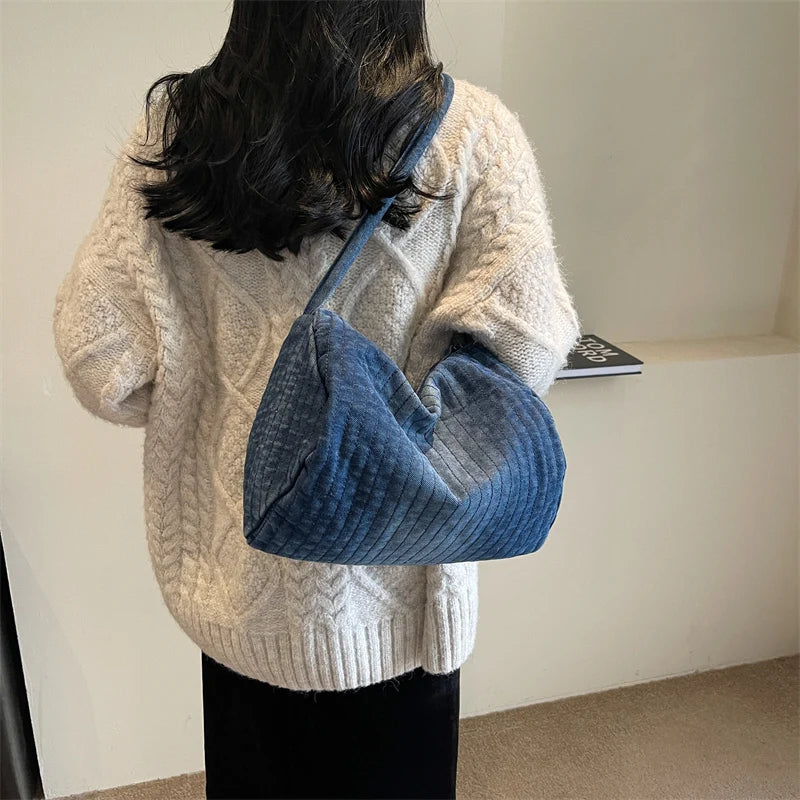 Sac Matelassé Souple en Denim