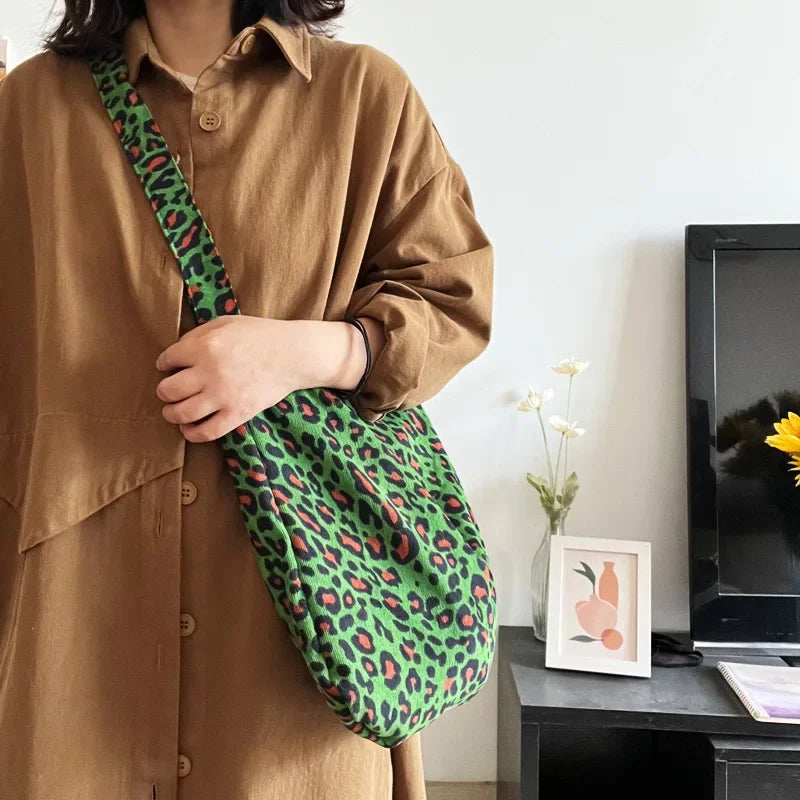 Sac à Main Léopard Vert en Toile