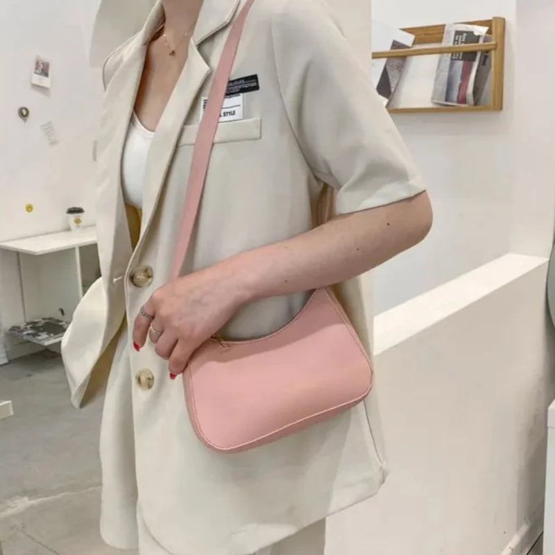 Sac à Main Baguette Simili Rose Rétro