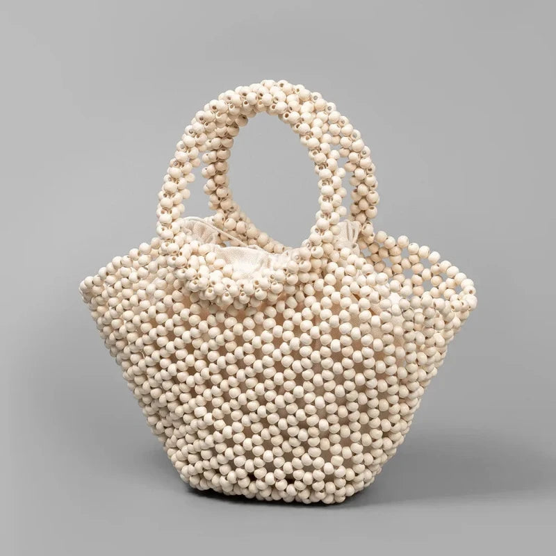 Sac à Main Panier Perle en Bois