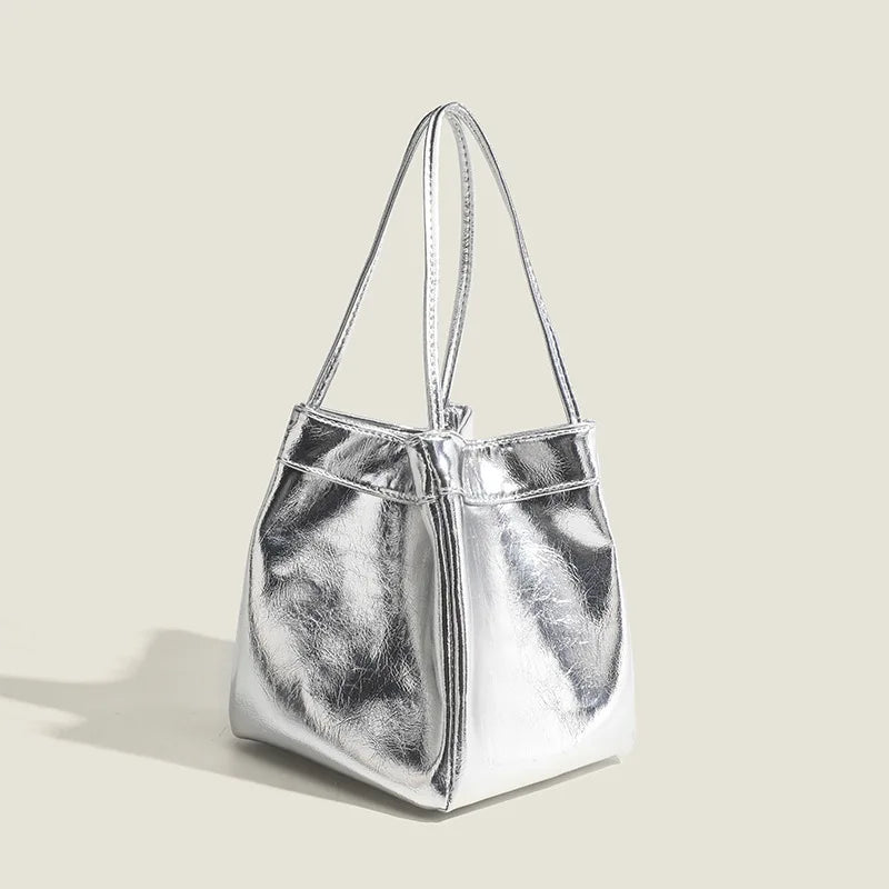 Sac Femme Seau Carré et Argenté