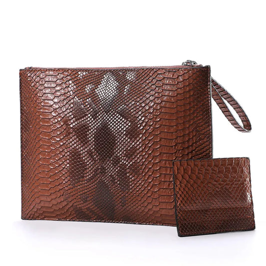 Sac Pochette Soirée Effet Peau de Serpent sur fond blanc