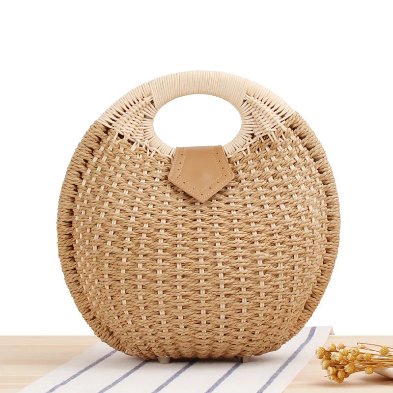 Sac Effet Osier Design Rond Élégant