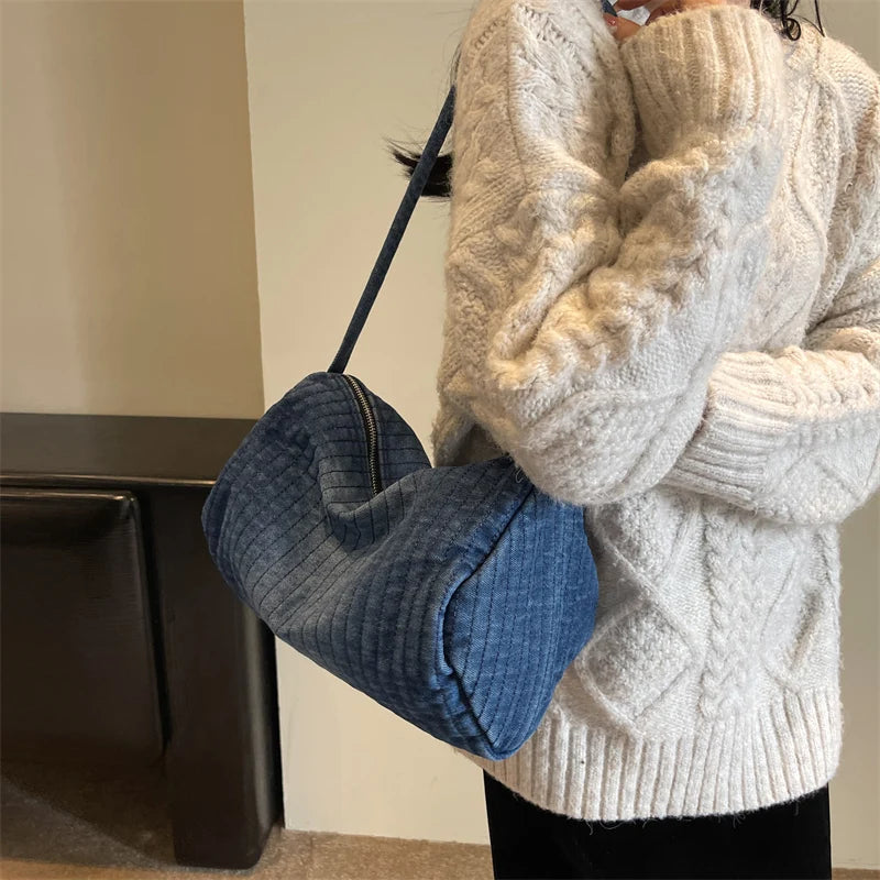 Sac Matelassé Souple en Denim
