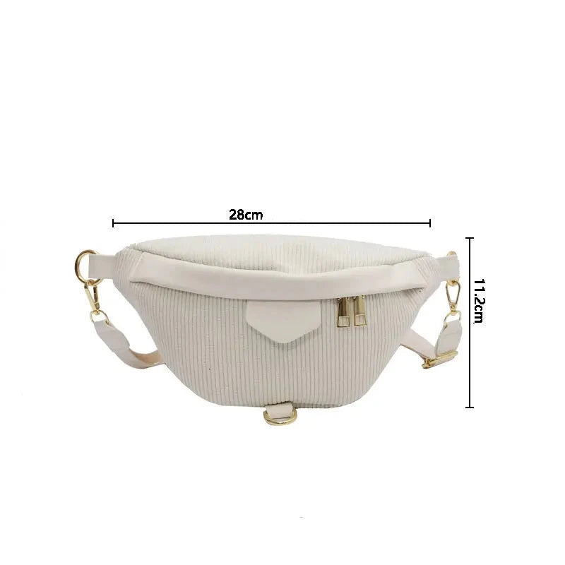 Sac Banane Femme à Rayures en Velours sur fond blanc