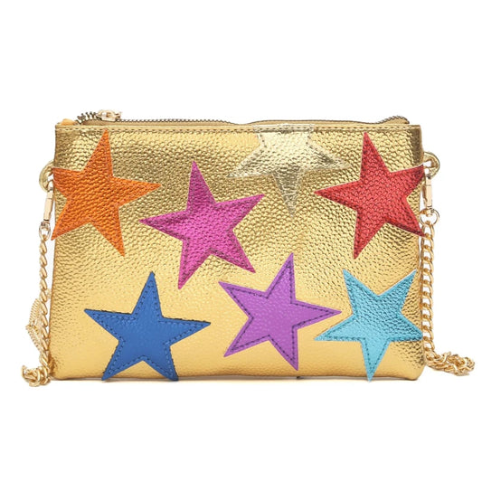 Sac à Main Multicolore avec Motifs d'Étoiles sur fond blanc