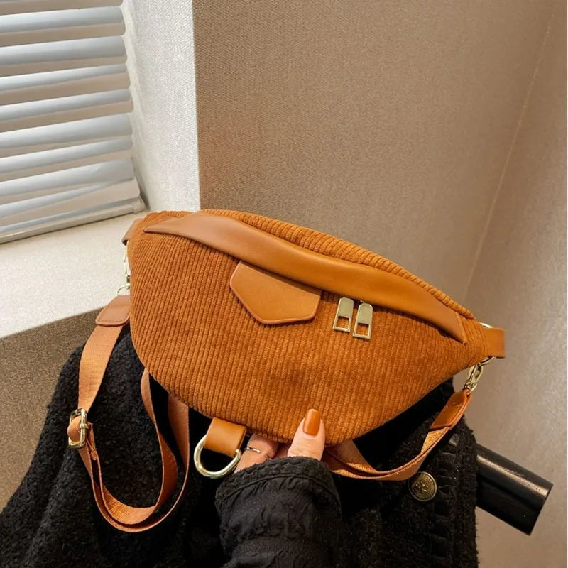 Sac Banane Femme à Rayures en Velours
