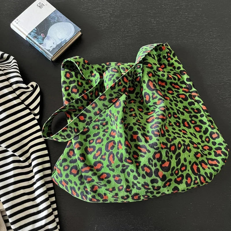 Sac à Main Léopard Vert en Toile