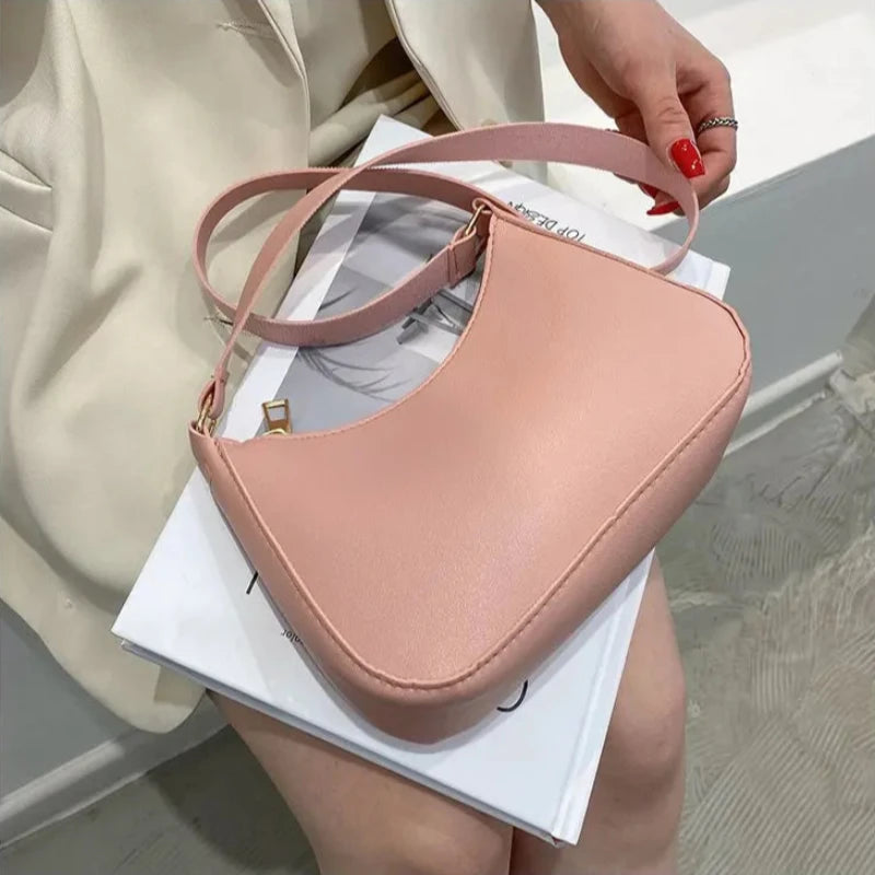 Sac à Main Baguette Simili Rose Rétro