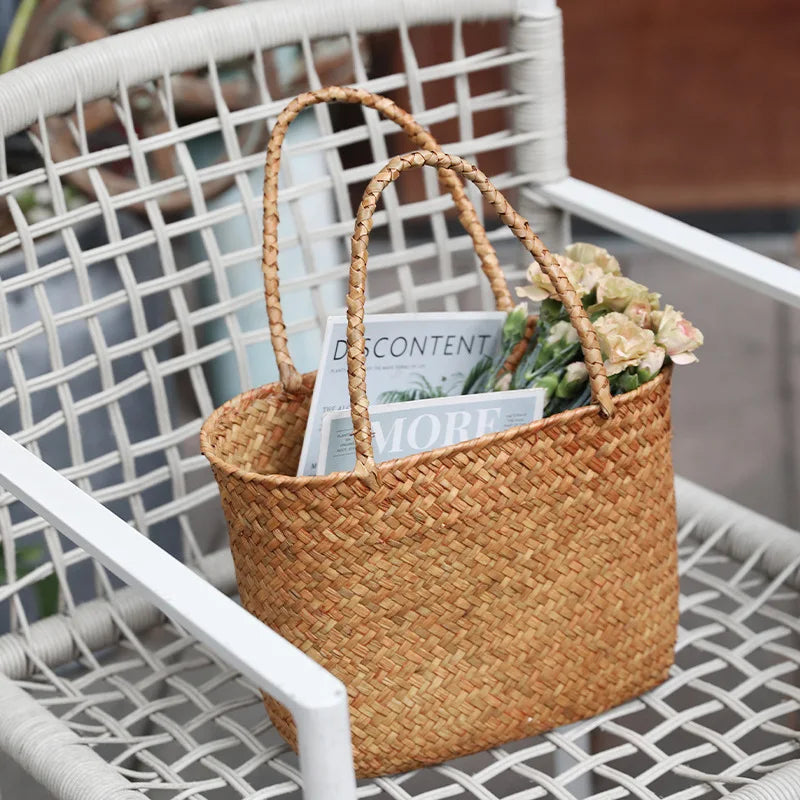 Sac Panier Beige en Osier