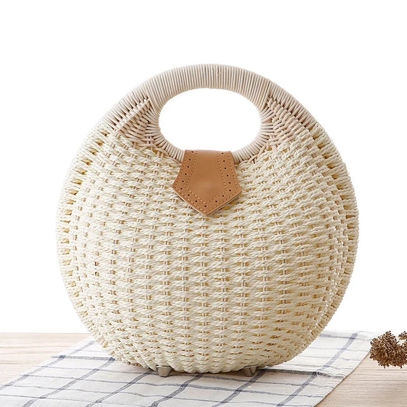 Sac Effet Osier Design Rond Élégant
