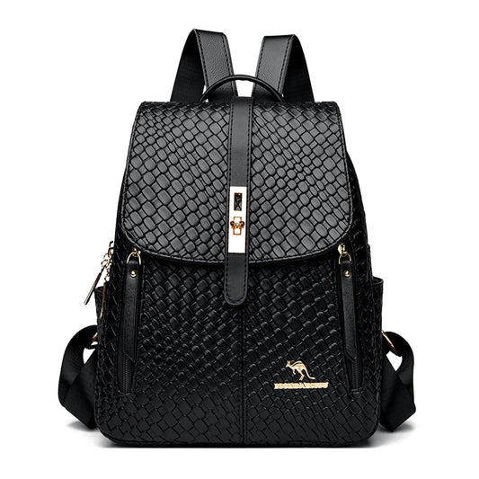 Sac à Main et à Dos Femme Élégant Simili Noir, avec forme d'écailles noires.