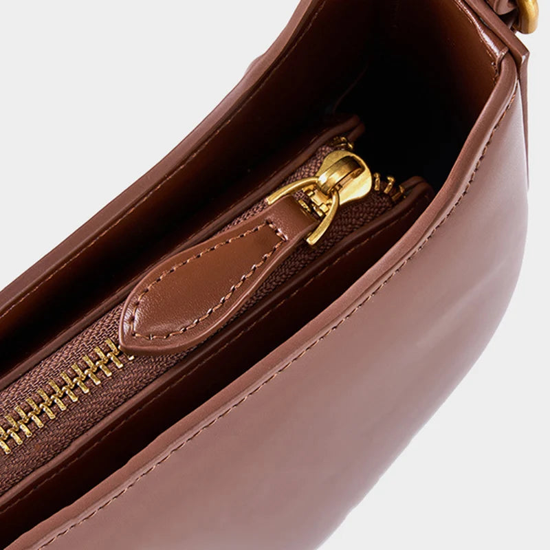 Sac à Main Baguette Design Épuré Marron