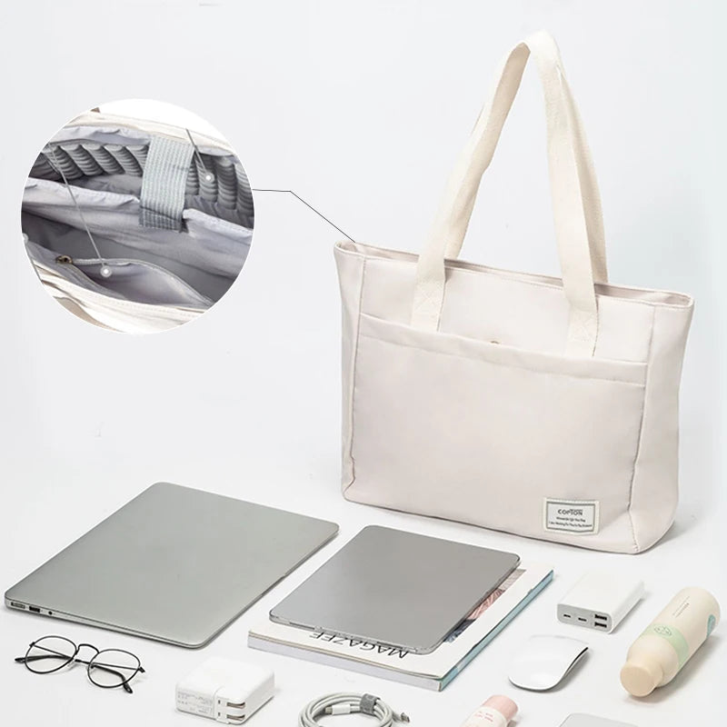 Sac Ordinateur Femme Blanc en Toile