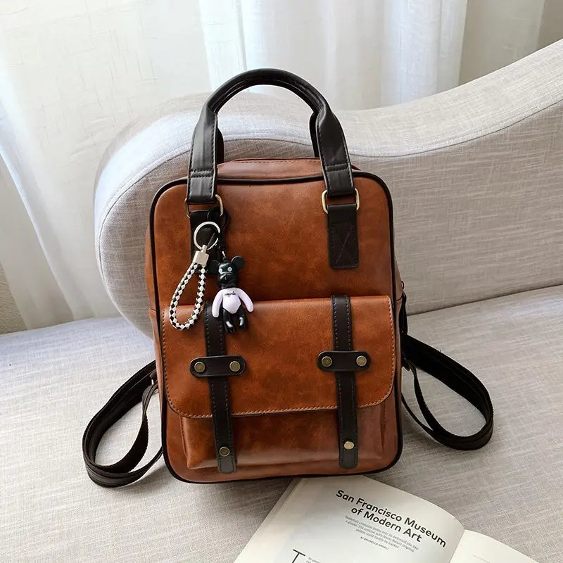 Sac Cartable Femme Multipoches Marron