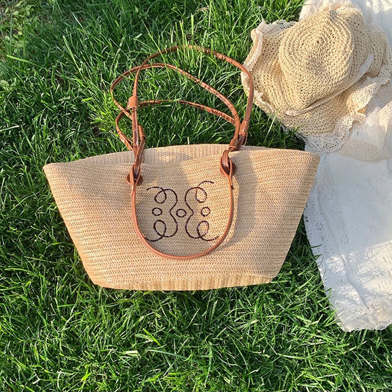 Sac en Osier Beige et Versatile
