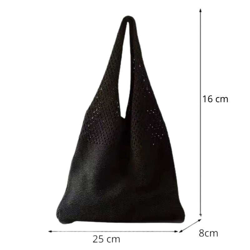 Grand Sac à Main Bohème Chic en Tissu, avec ses dimensions en détail.