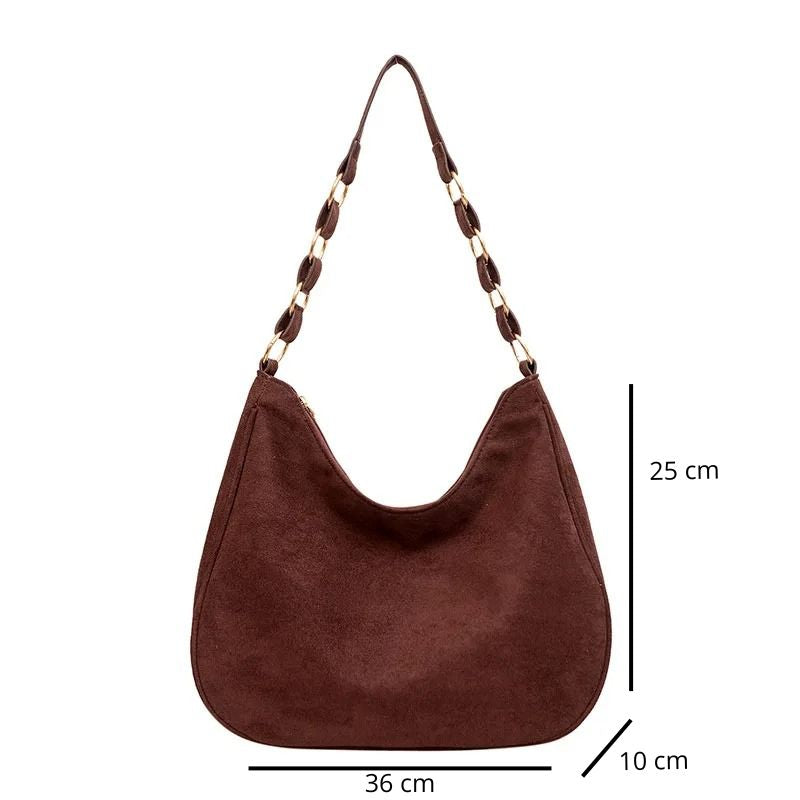 Sac Bandoulière Élégant pour Femme en Simili, avec le détail des dimensions.