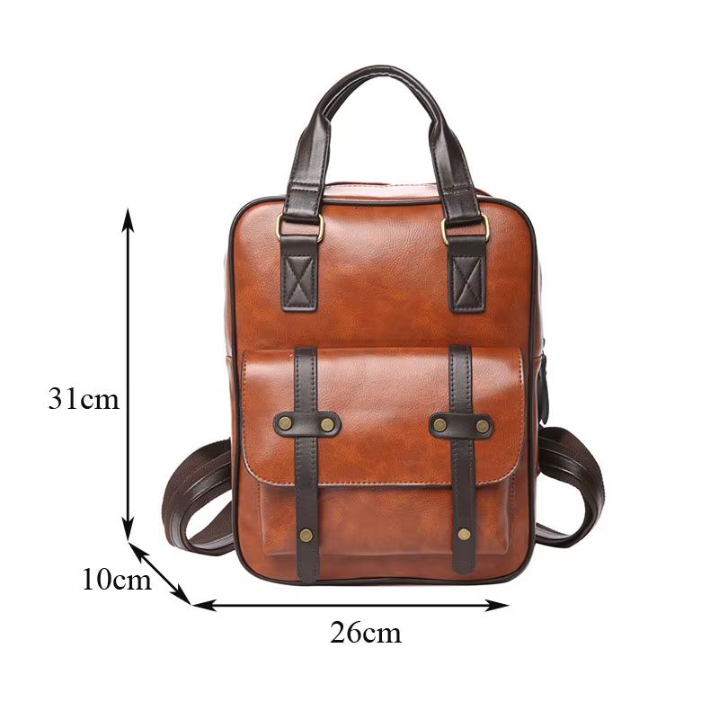 Sac Cartable Femme Multipoches Marron avec ses dimensions : 31 cm de hauteur, 26 cm de largeur et 10 cm de profondeur. - Camel - Noir - Marron