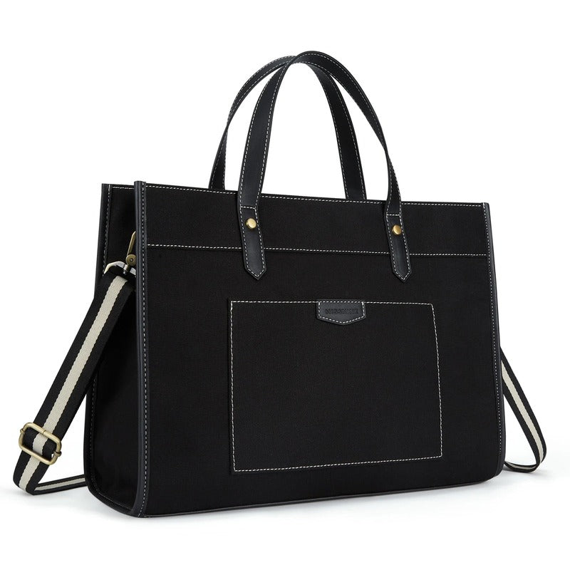 Sac de Cours Femme Ordinateur Portable 15,6 Pouces coloris noir - vue 3/4 avec poche avant