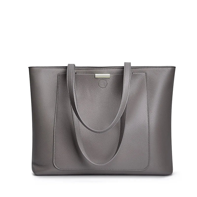 Sac De Cours Cuir Femme gris - vue de face - Gris