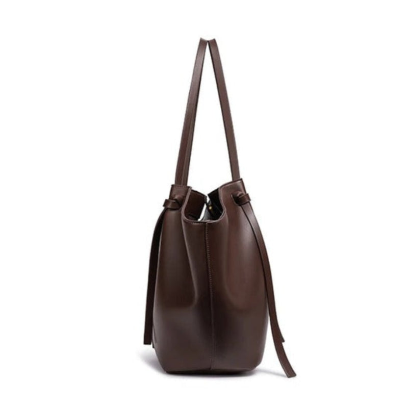 Sac de Cours Femme Grande Capacité café, vue de profil montrant l'épaisseur - Marron - Noir - Camel - Bordeaux - Vert Kaki - Blanc