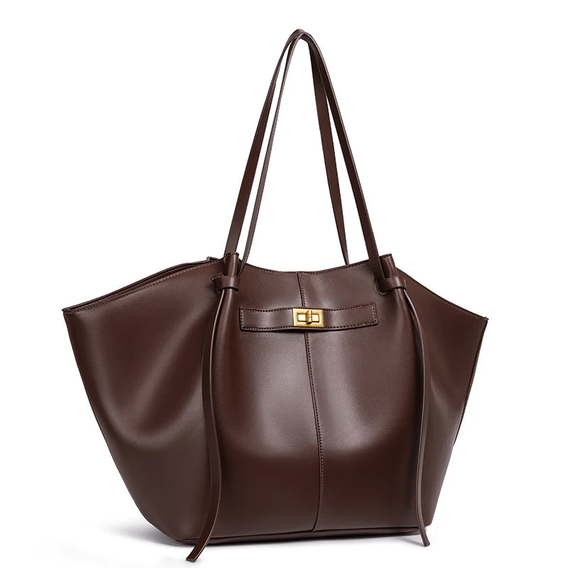 Sac de Cours Femme Grande Capacité café, vue de trois quarts - Marron - Noir - Camel - Bordeaux - Vert Kaki - Blanc