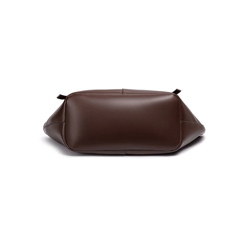 Sac de Cours Femme Grande Capacité café, vue du fond du sac - Marron - Noir - Camel - Bordeaux - Vert Kaki - Blanc