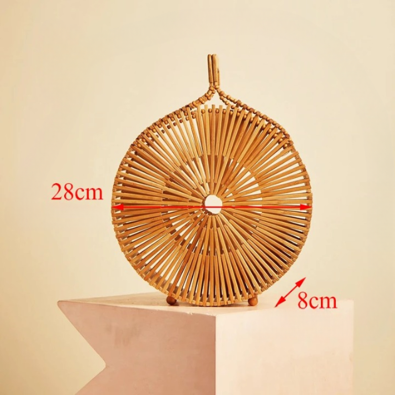 Sac Effet Osier Marron Rond et Sophistiqué