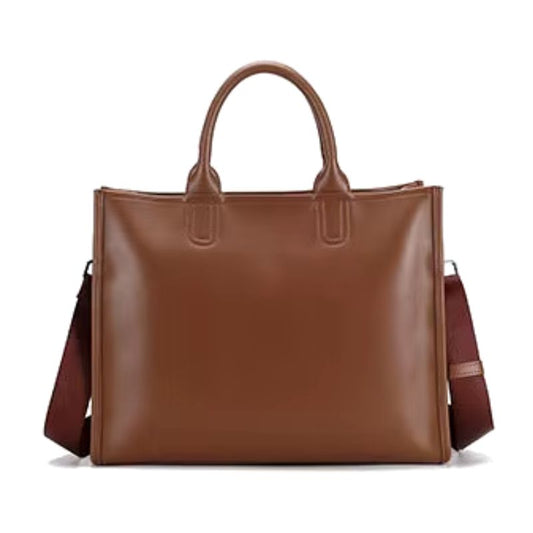 Sac à Main Cabas Marron avec Bandoulière​, sur fond blanc.