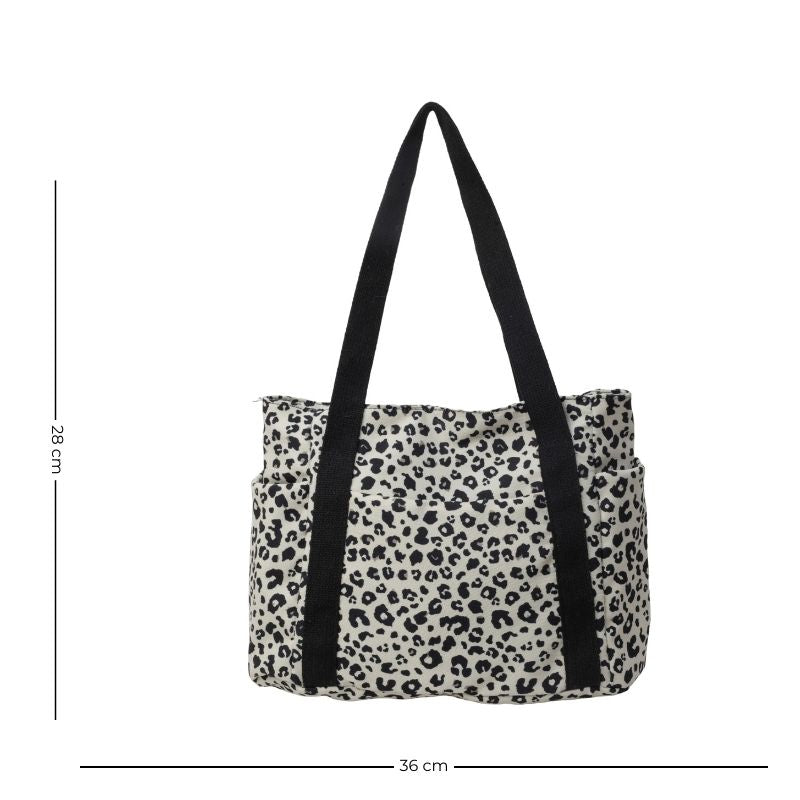 Sac à Main Léopard Blanc en Nylon sur fond blanc