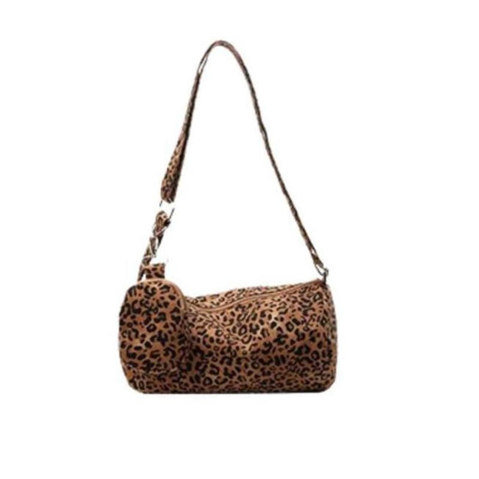 Sac à Main Léopard Long en Toilesur fond blanc