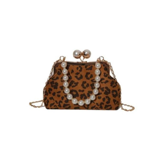 Sac à Main Léopard à Perles sur fond blanc