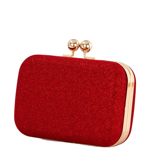 Sac à Main Mariage Format Compact à Paillette, de couleur rouge et sur fond blanc.