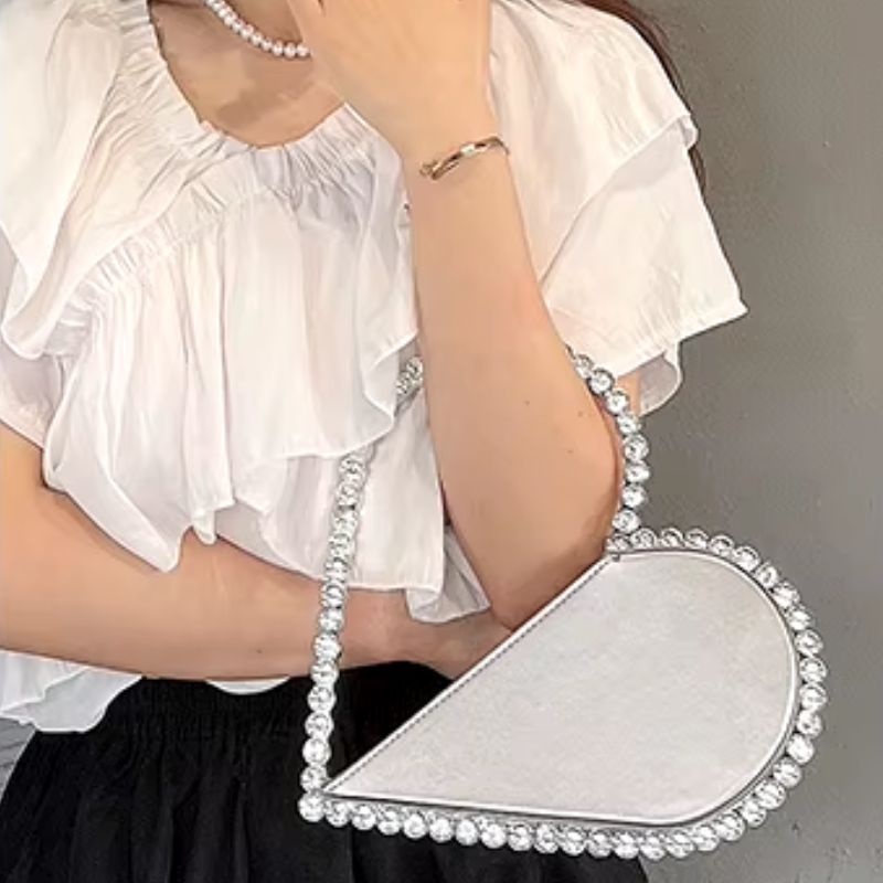 Sac à Main Mariage Forme Coeur et strass